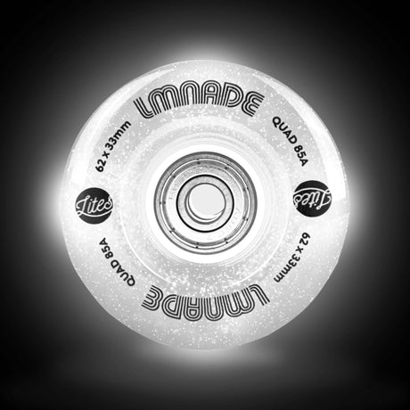 LMNADE Lites LED 85a Quad Roller Skate Wheels - Translucent Glitter 62mm