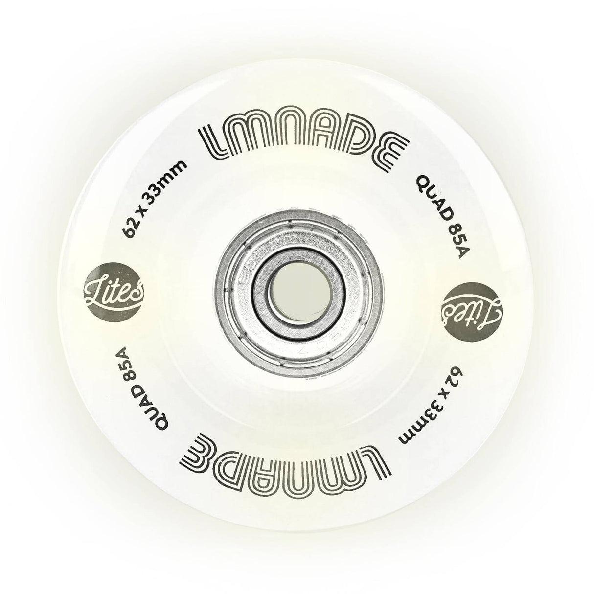 LMNADE Lites LED 85a Quad Roller Skate Wheels - White 62mm
