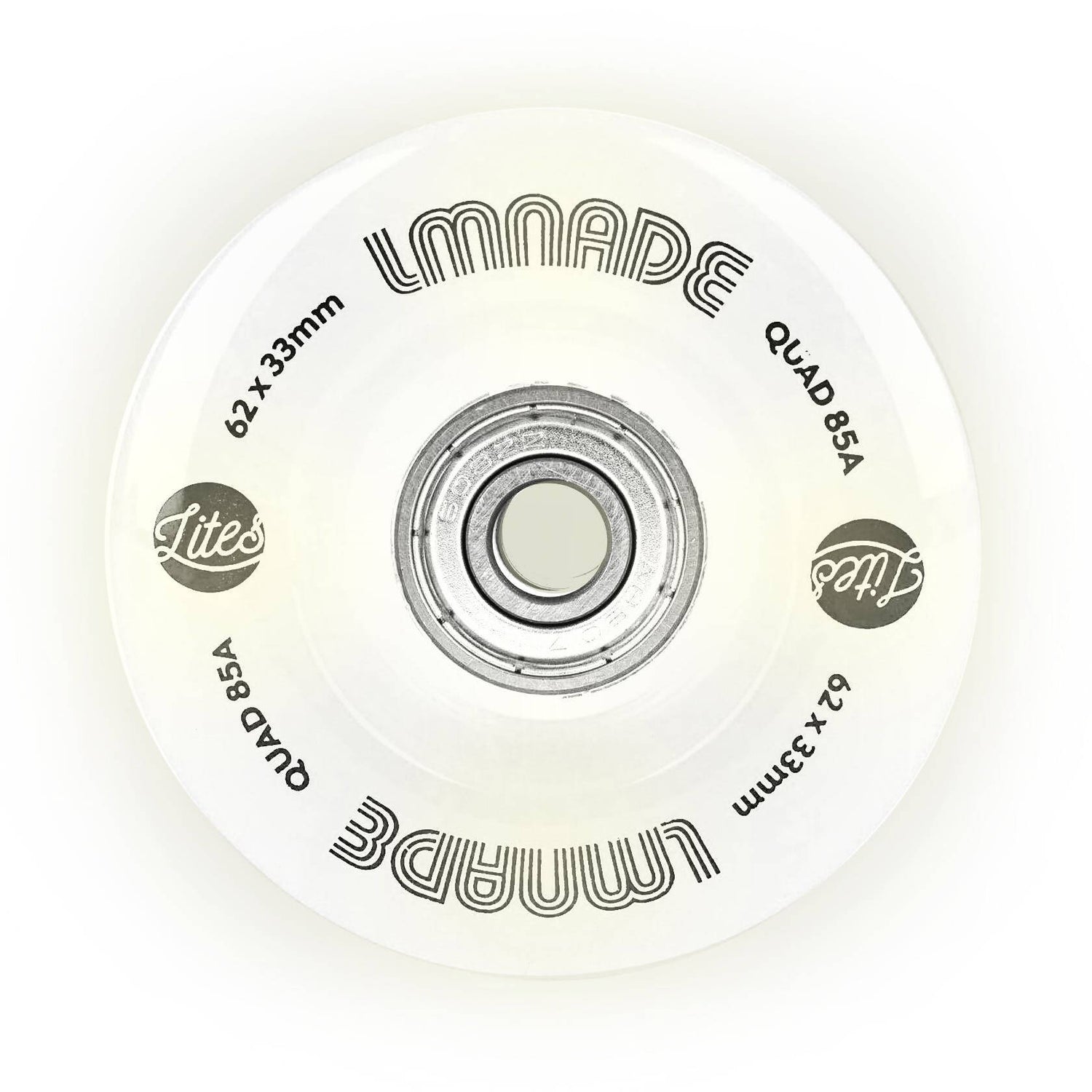 LMNADE Lites LED 85a Quad Roller Skate Wheels - White 62mm