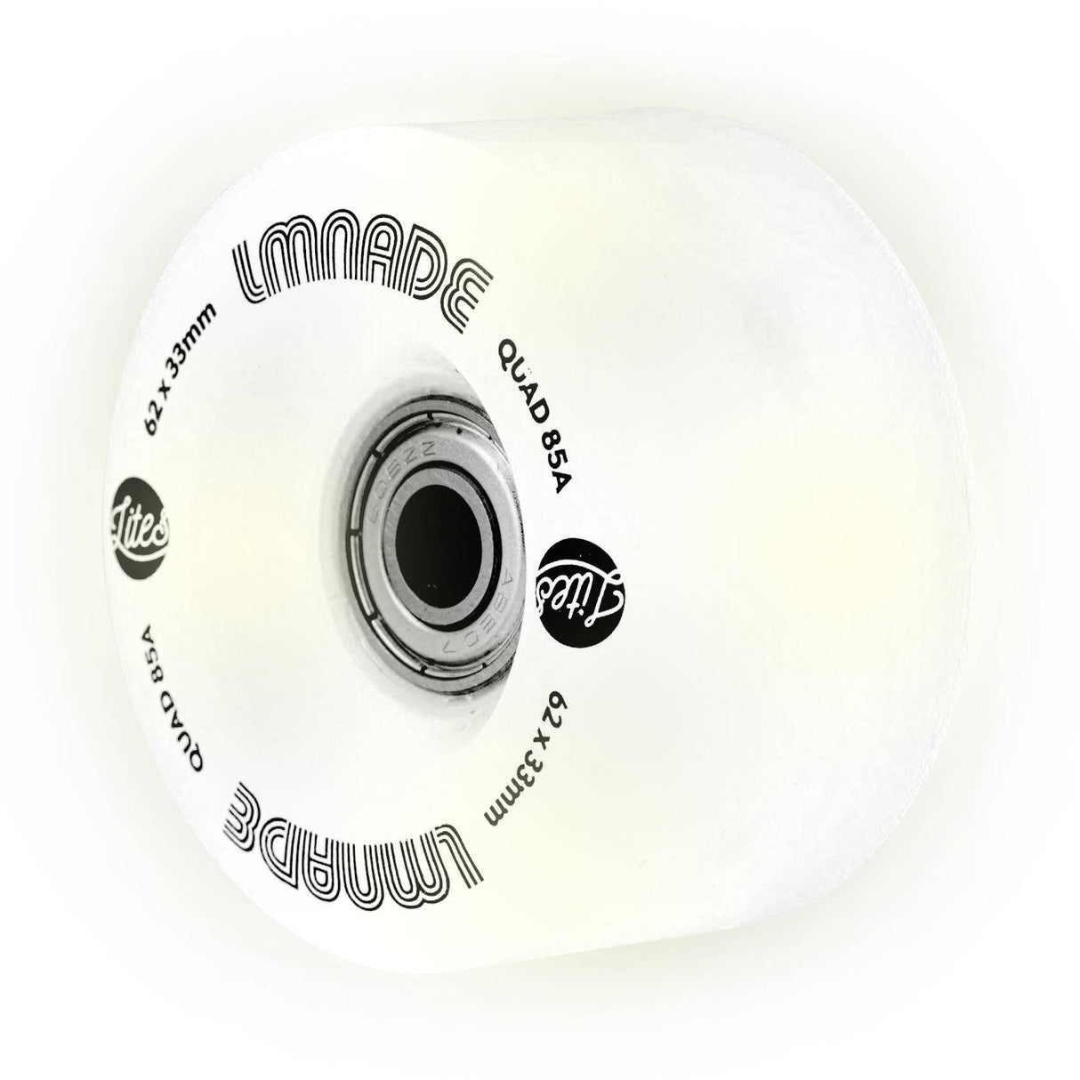 LMNADE Lites LED 85a Quad Roller Skate Wheels - White 62mm