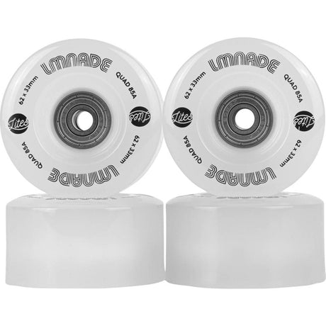 LMNADE Lites LED 85a Quad Roller Skate Wheels - White 62mm