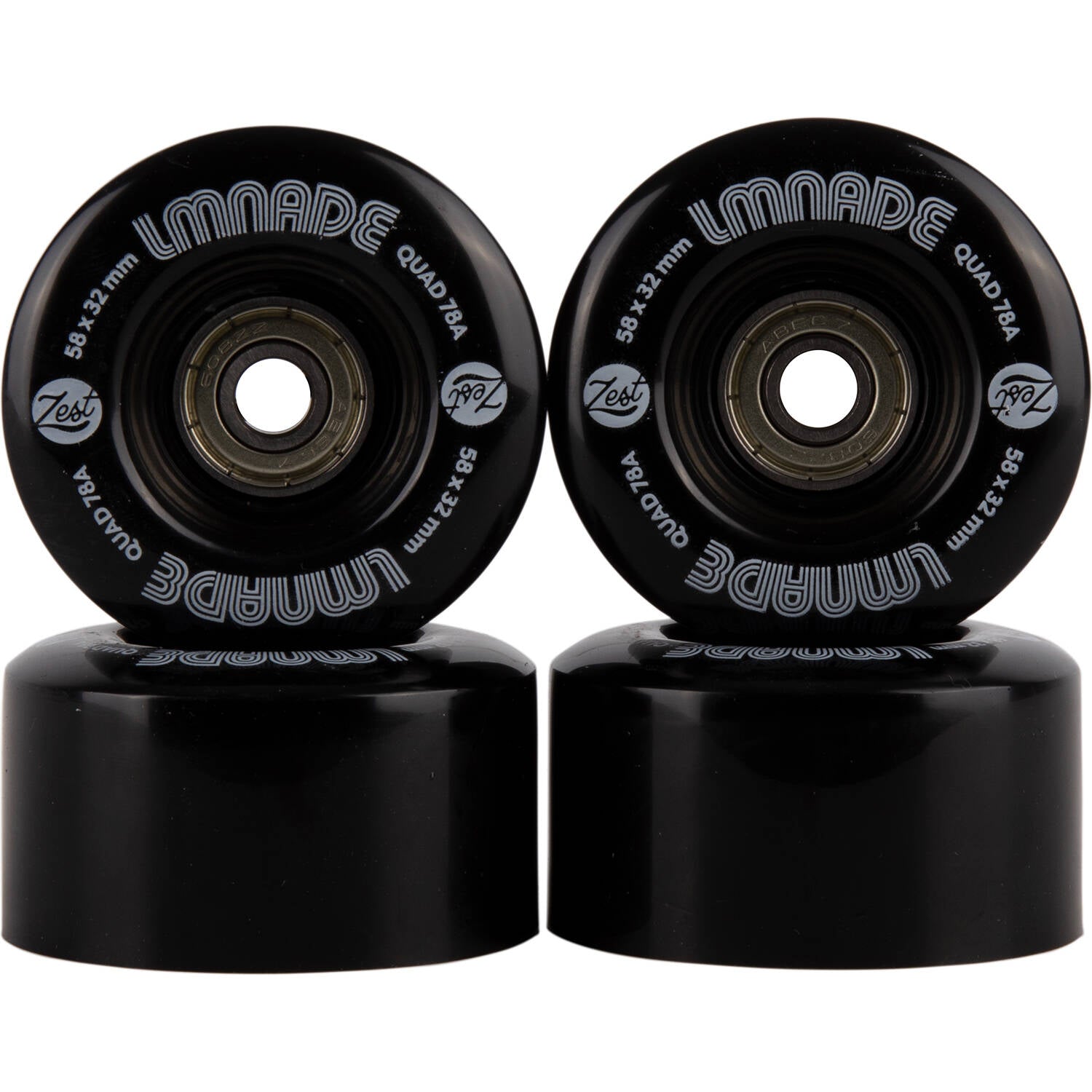 LMNADE Zest Quad Roller Skate Wheels - Black 58mm