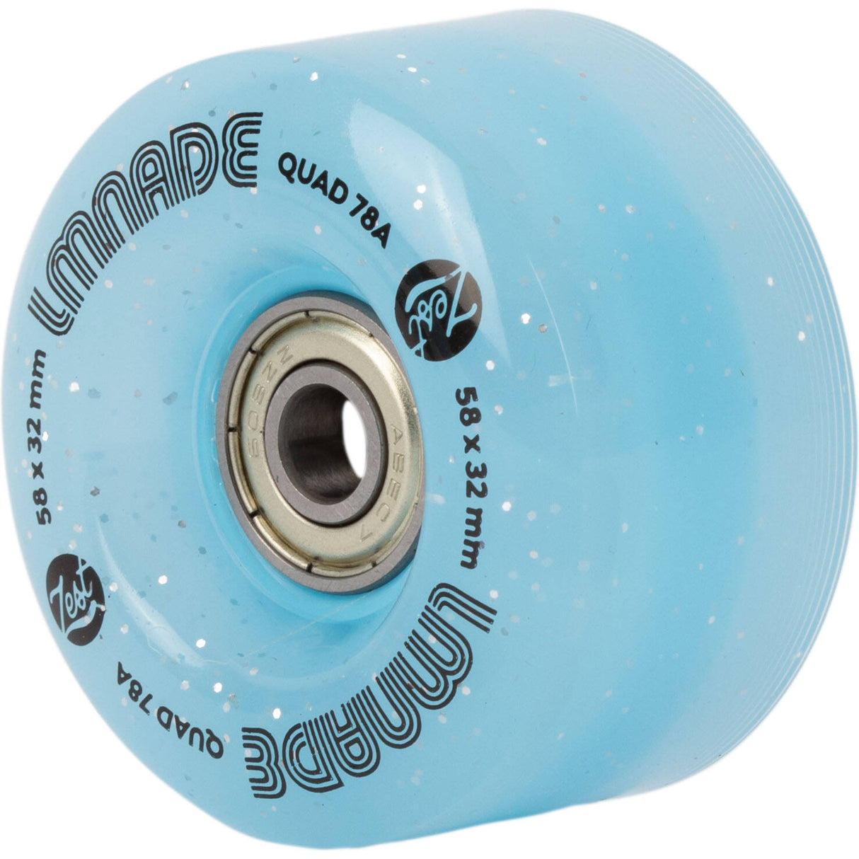 LMNADE Zest Quad Roller Skate Wheels - Blue Translucent Glitter 58mm