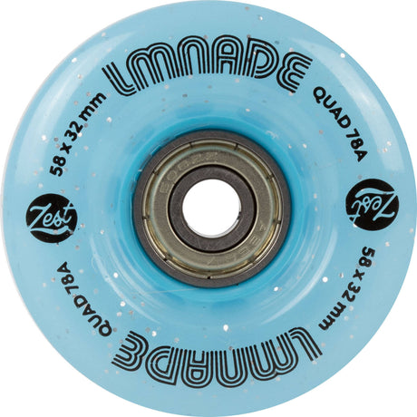 LMNADE Zest Quad Roller Skate Wheels - Blue Translucent Glitter 58mm
