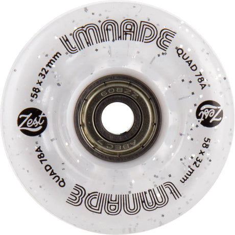LMNADE Zest Quad Roller Skate Wheels - Clear Translucent Glitter 58mm