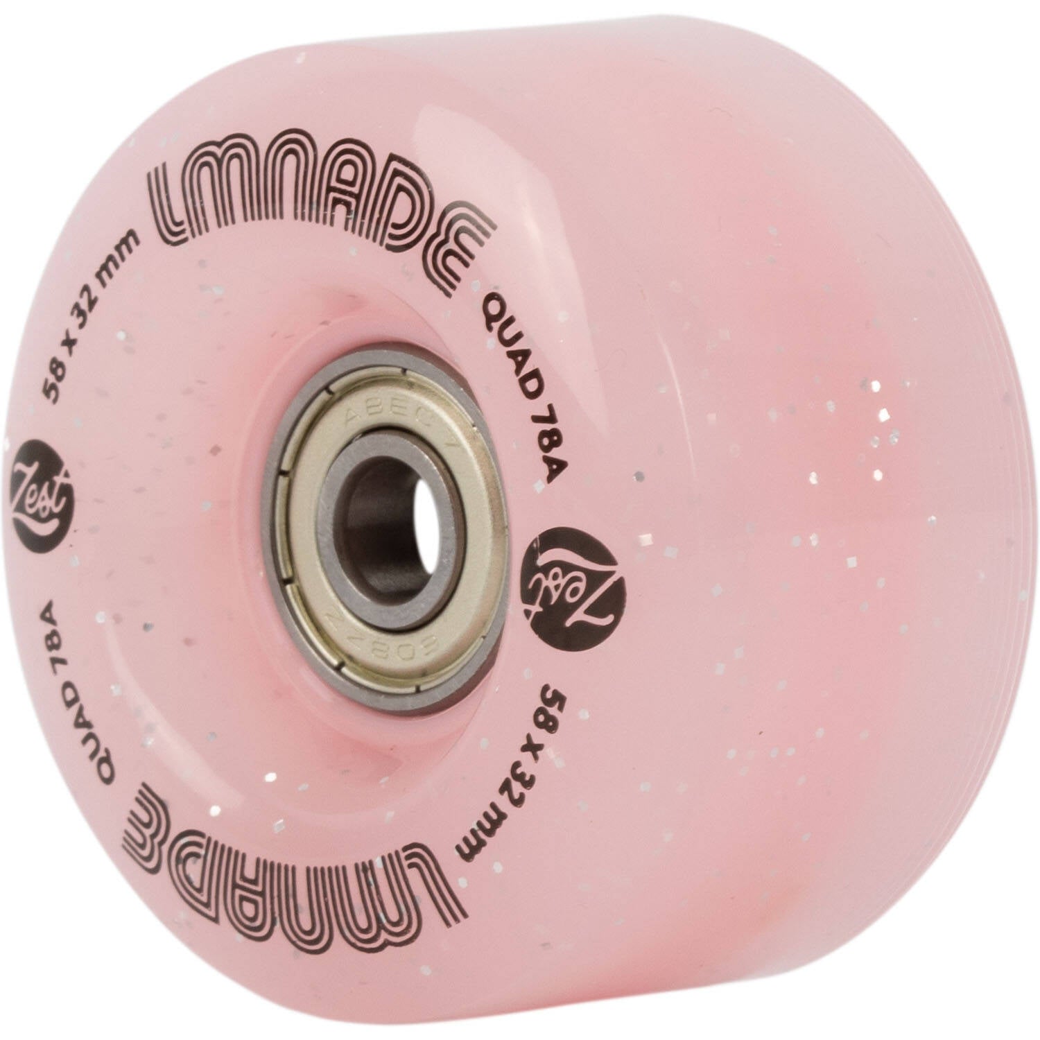 LMNADE Zest Quad Roller Skate Wheels - Pink Translucent Glitter 58mm