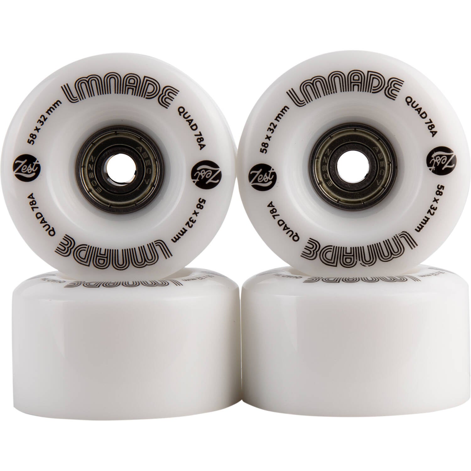 LMNADE Zest Quad Roller Skate Wheels - White 58mm