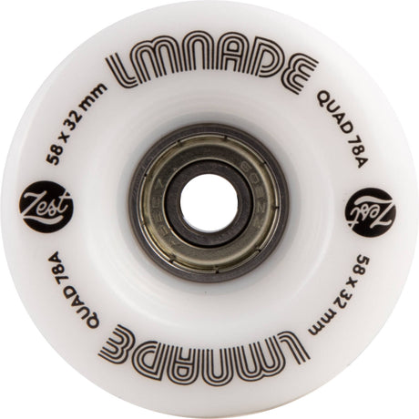 LMNADE Zest Quad Roller Skate Wheels - White 58mm