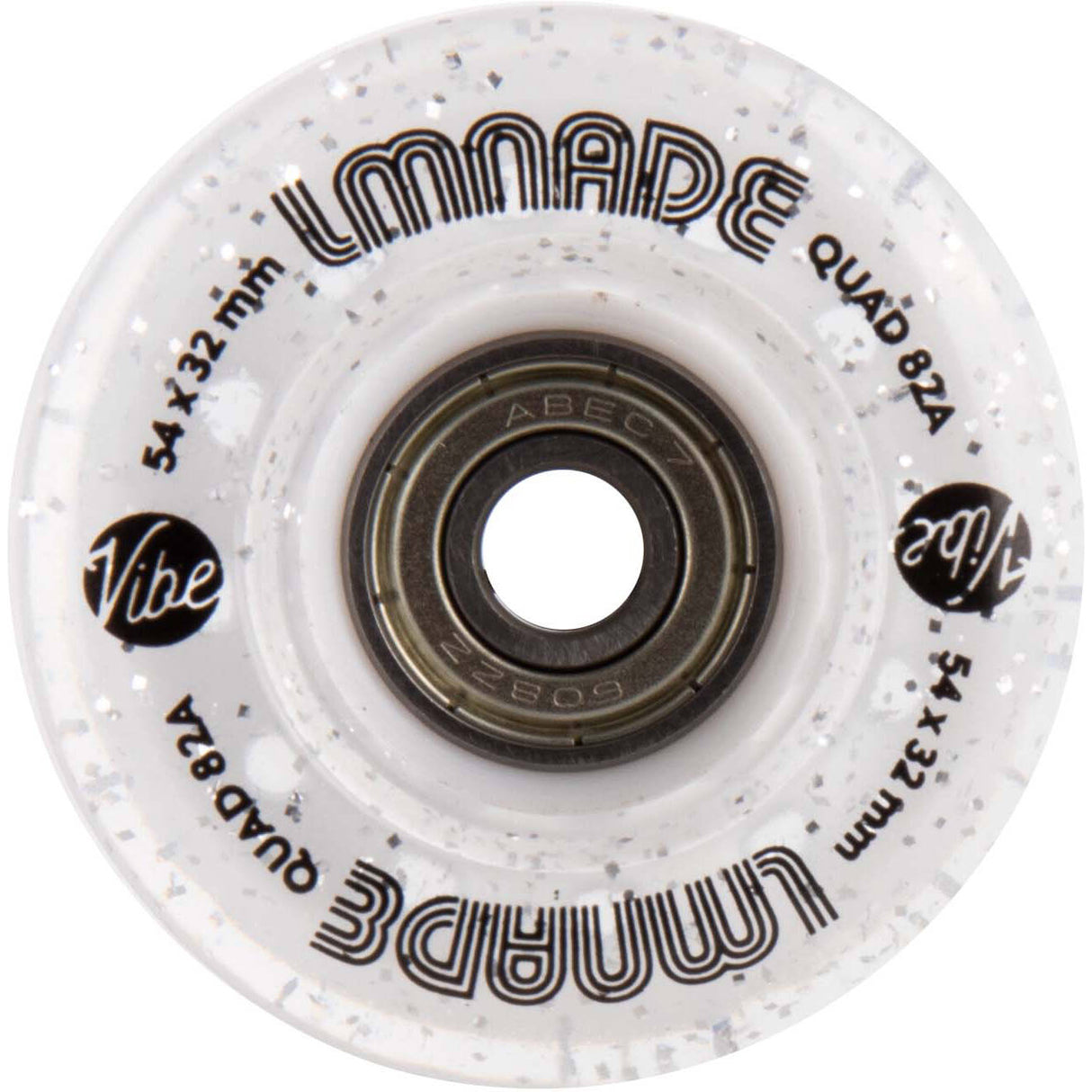 LMNADE Vibe Quad Roller Skate Wheels - Clear Translucent Glitter 54mm