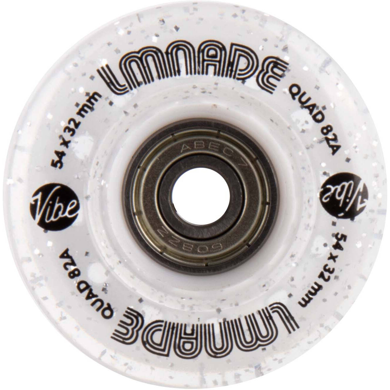 LMNADE Vibe Quad Roller Skate Wheels - Clear Translucent Glitter 54mm