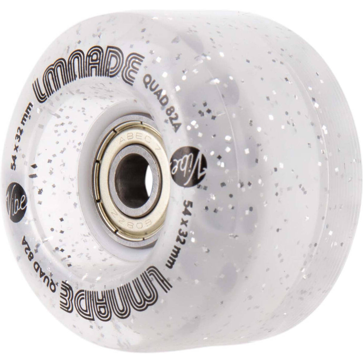 LMNADE Vibe Quad Roller Skate Wheels - Clear Translucent Glitter 54mm