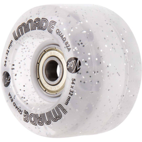 LMNADE Vibe Quad Roller Skate Wheels - Clear Translucent Glitter 54mm