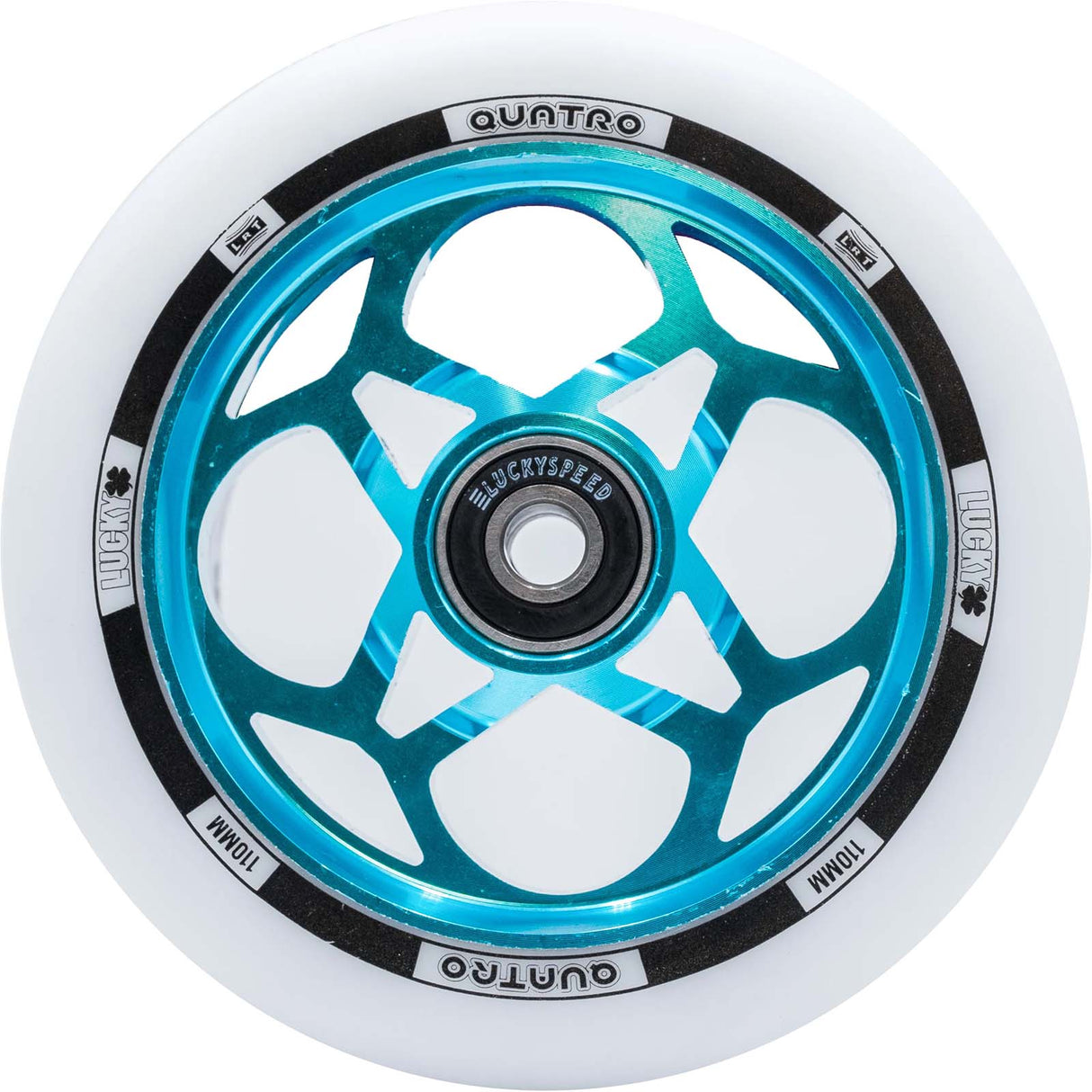 Lucky Quatro Pro  110mm Scooter Wheel - White/Teal