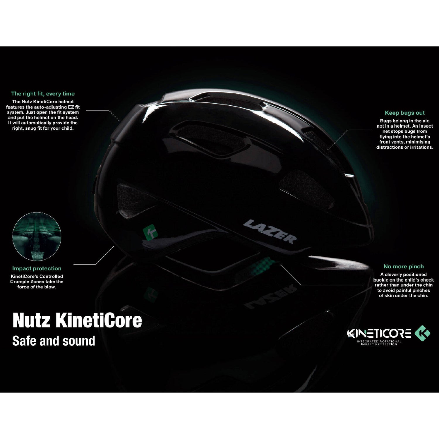 Lazer Nut'Z KinetiCore Youth Helmet - Black