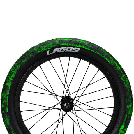 Mafiabike LC 18'' BMX Tyres (Pair) - Green/Black Marble Blackwall