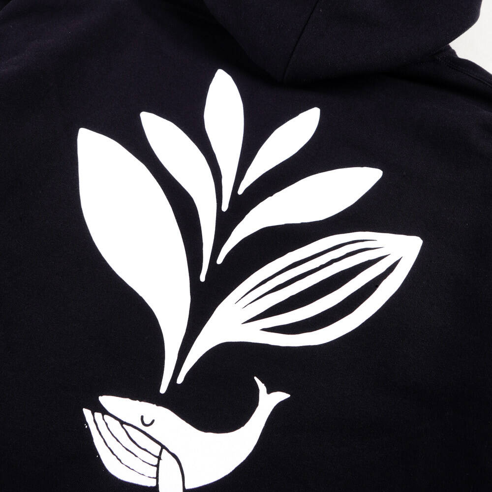 Magenta Whale Plant Hoodie - Black