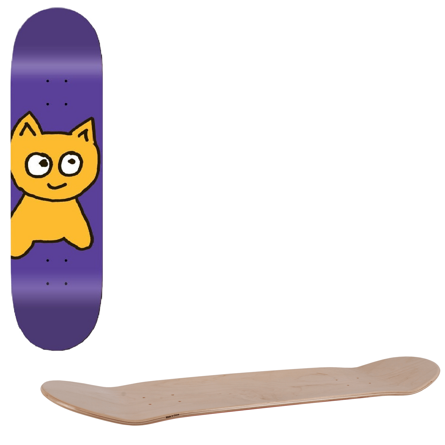 Meow Big Cat Complete Skateboard - Purple 8.25"