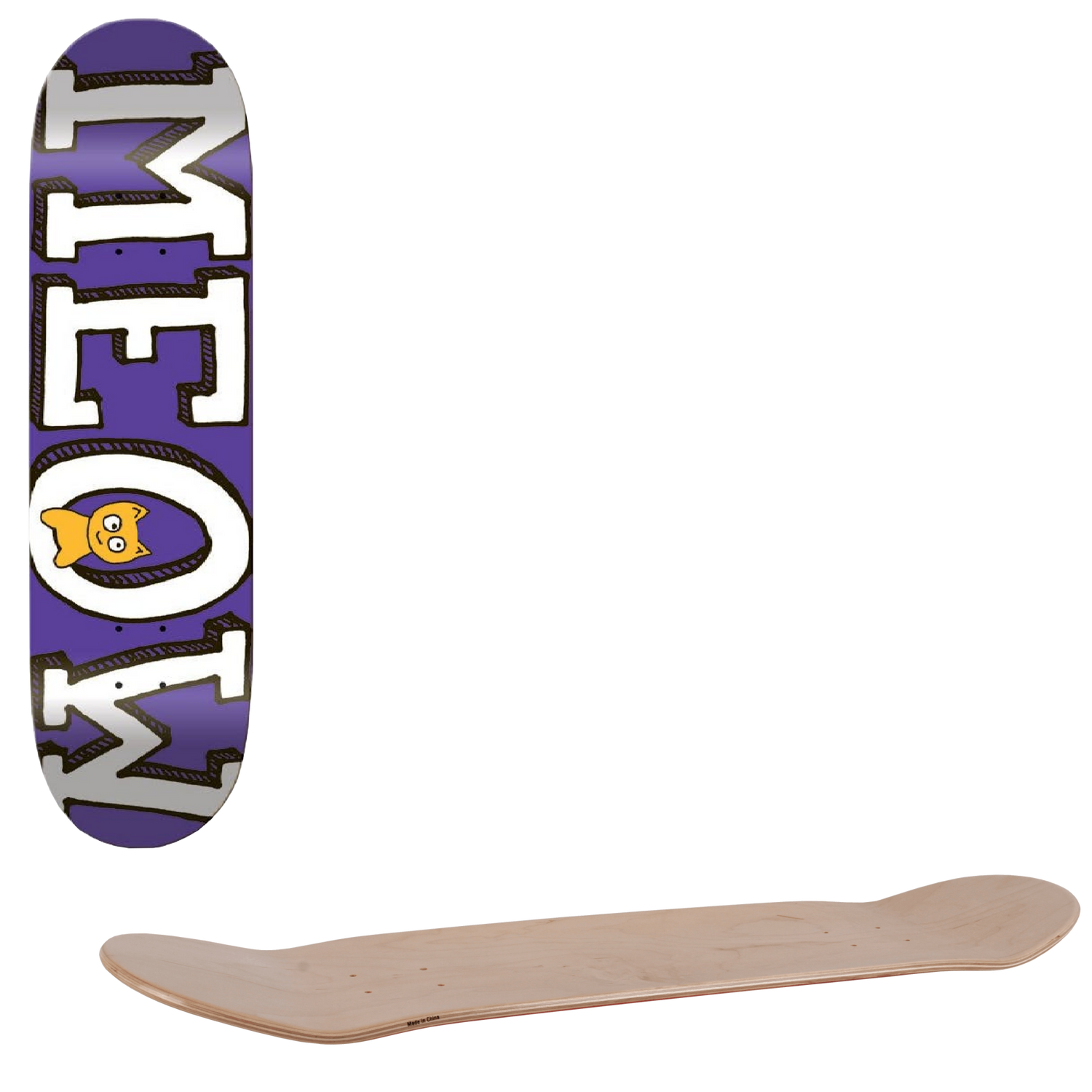 Meow Logo Mini Skateboard Deck - Purple 7.25''