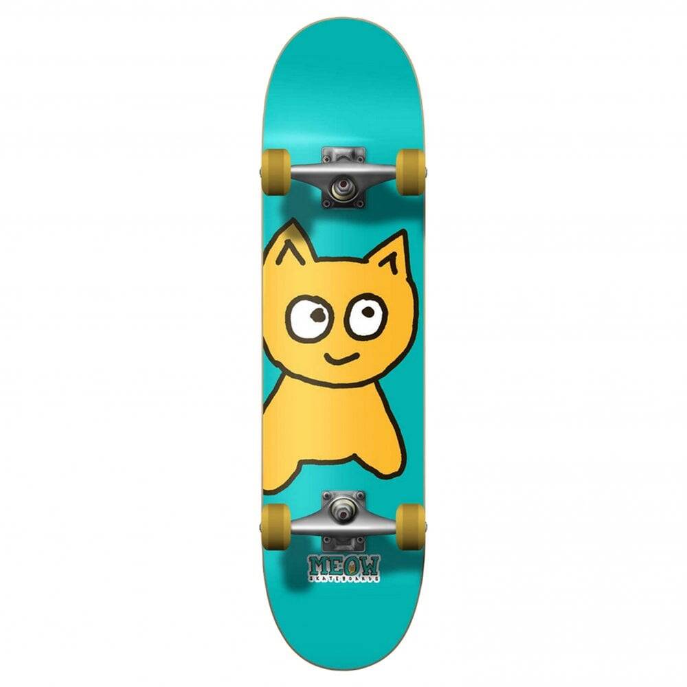 Meow Big Cat Mini Complete Skateboard - Teal 7.25"
