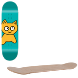 Meow Big Cat Skateboard Deck - Teal 8.25"