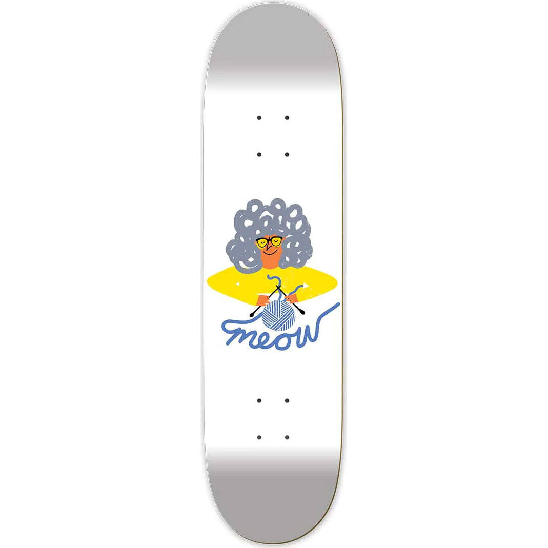 Meow Grandma Skateboard Deck - White 8.25"