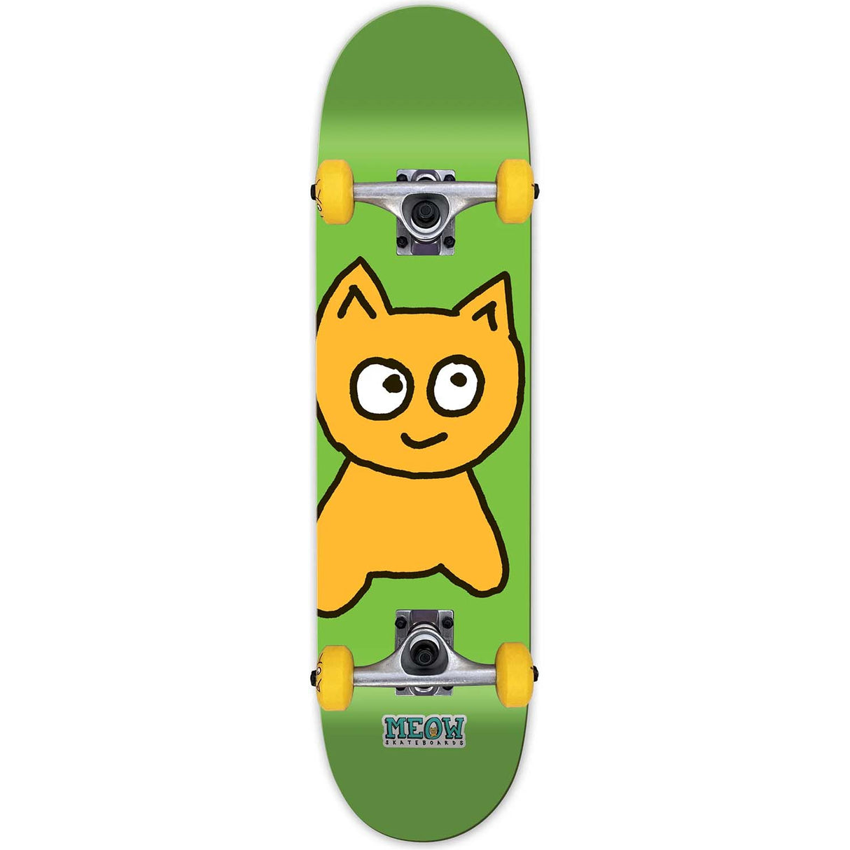 Meow Big Cat Mini Complete Skateboard - Green 7.5"