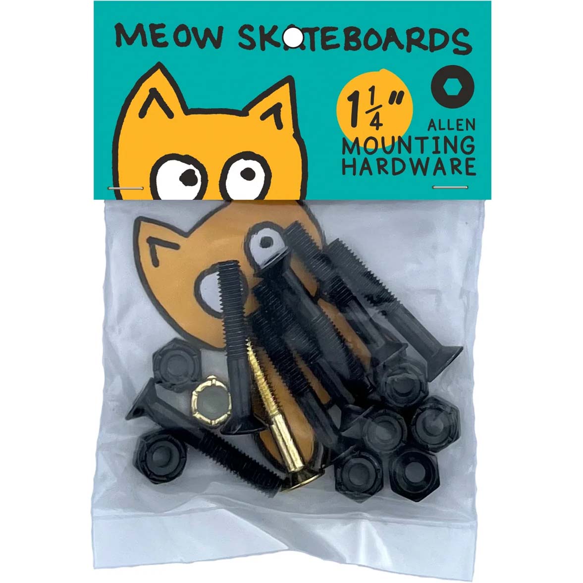 Meow Allen Skateboard Truck Bolts - Black 1.25"