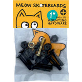 Meow Philip Skateboard Truck Bolts - Black 1"