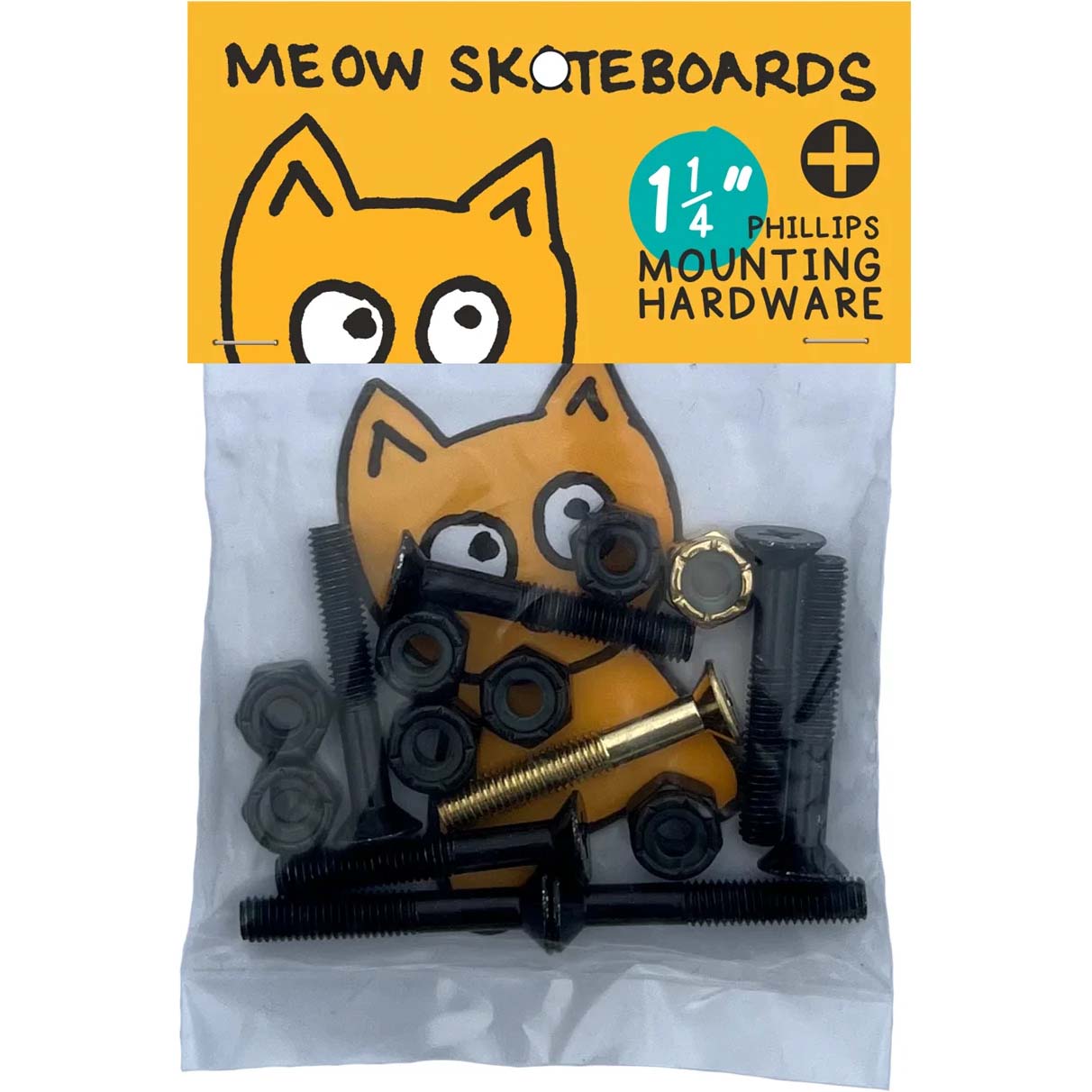 Meow Philip Skateboard Truck Bolts - Black 1.25"