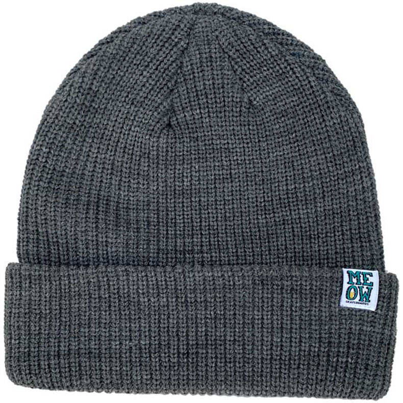 Meow Stacked Cuff Beanie - Dark Heather