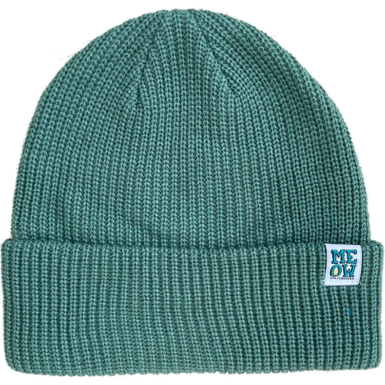 Meow Stacked Cuff Beanie - Sea Foam