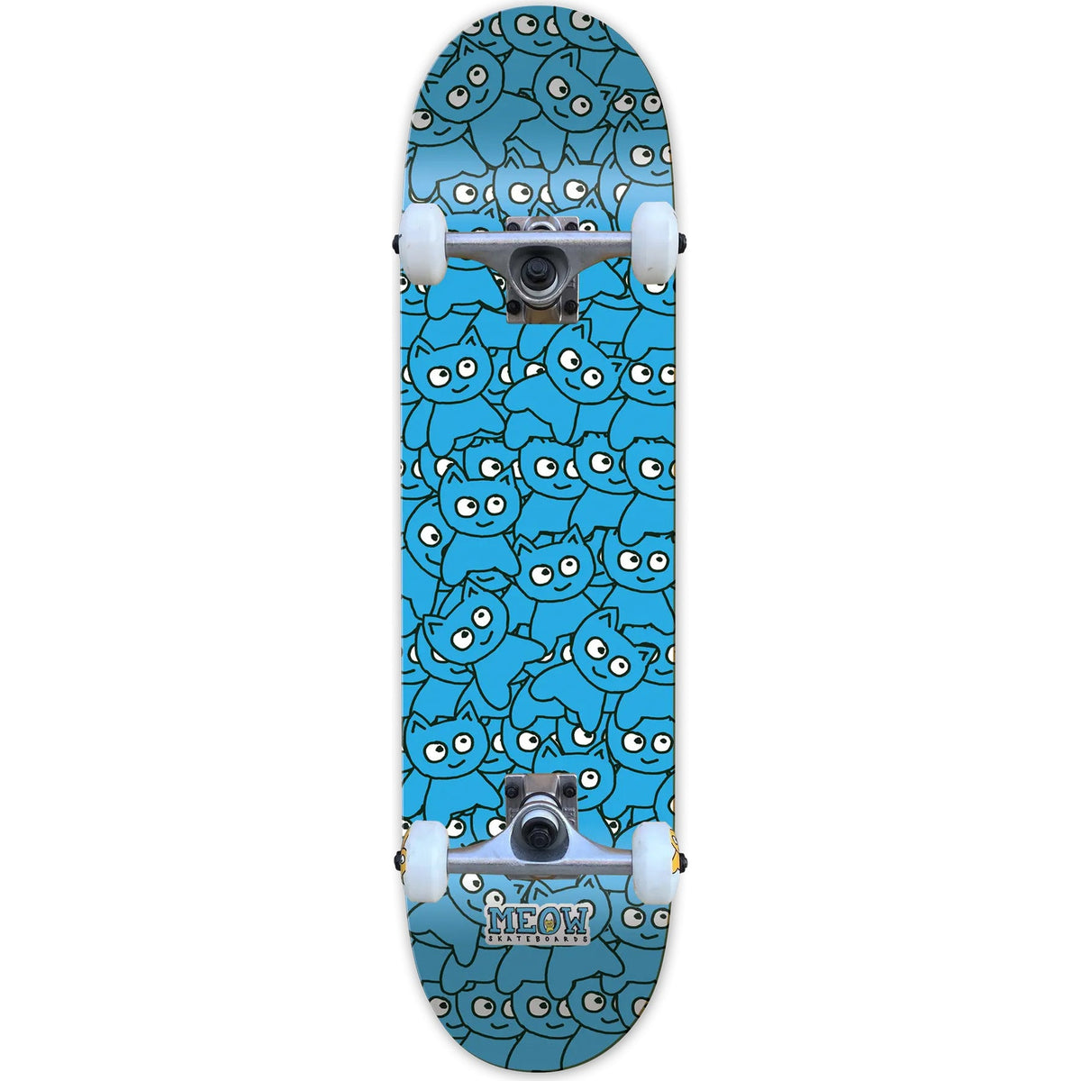 Meow Sticker Pile Complete Skateboard - Cyan 8.25"