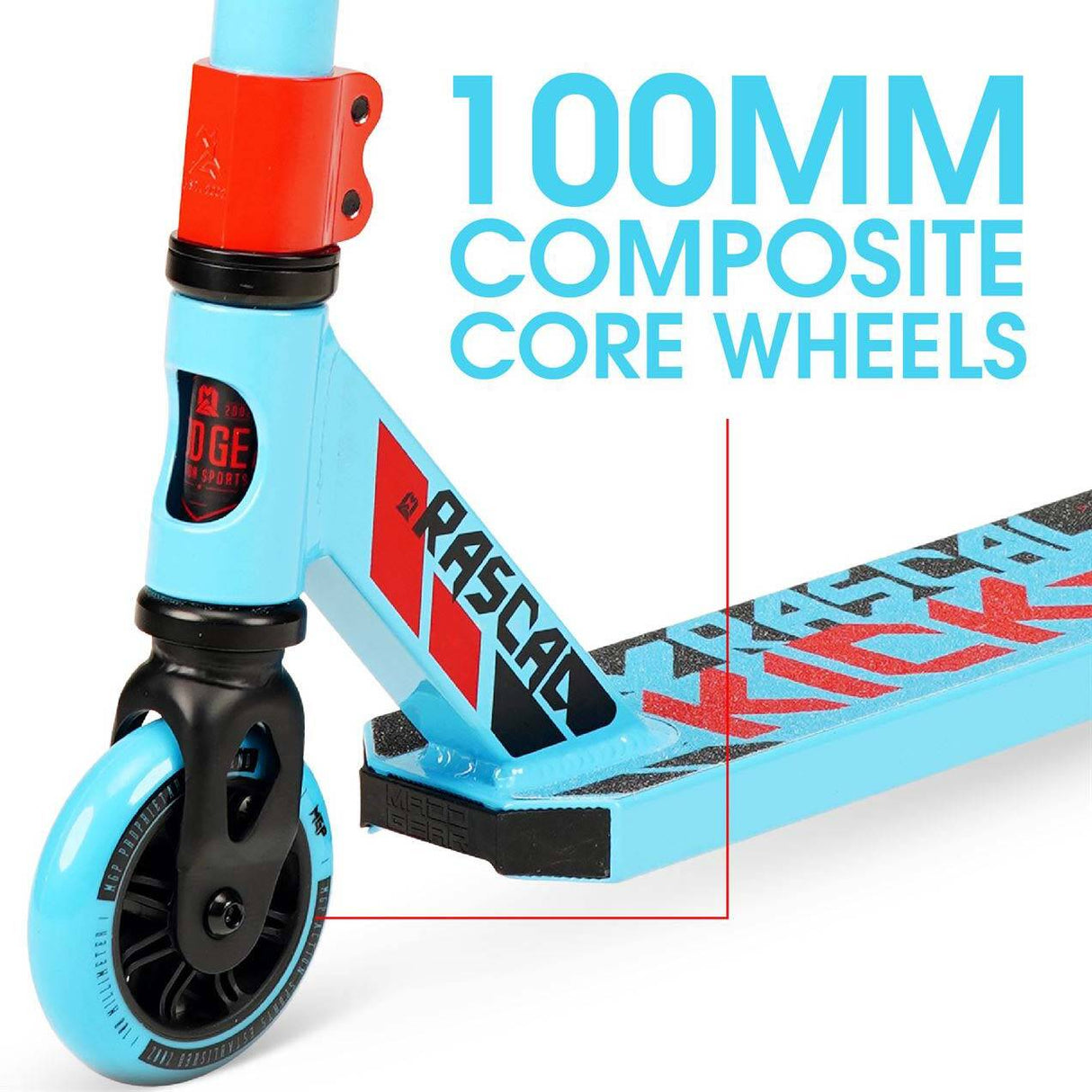 Madd Gear Kick Mini Pro Rascal IV Stunt Scooter - Sky Blue/Red