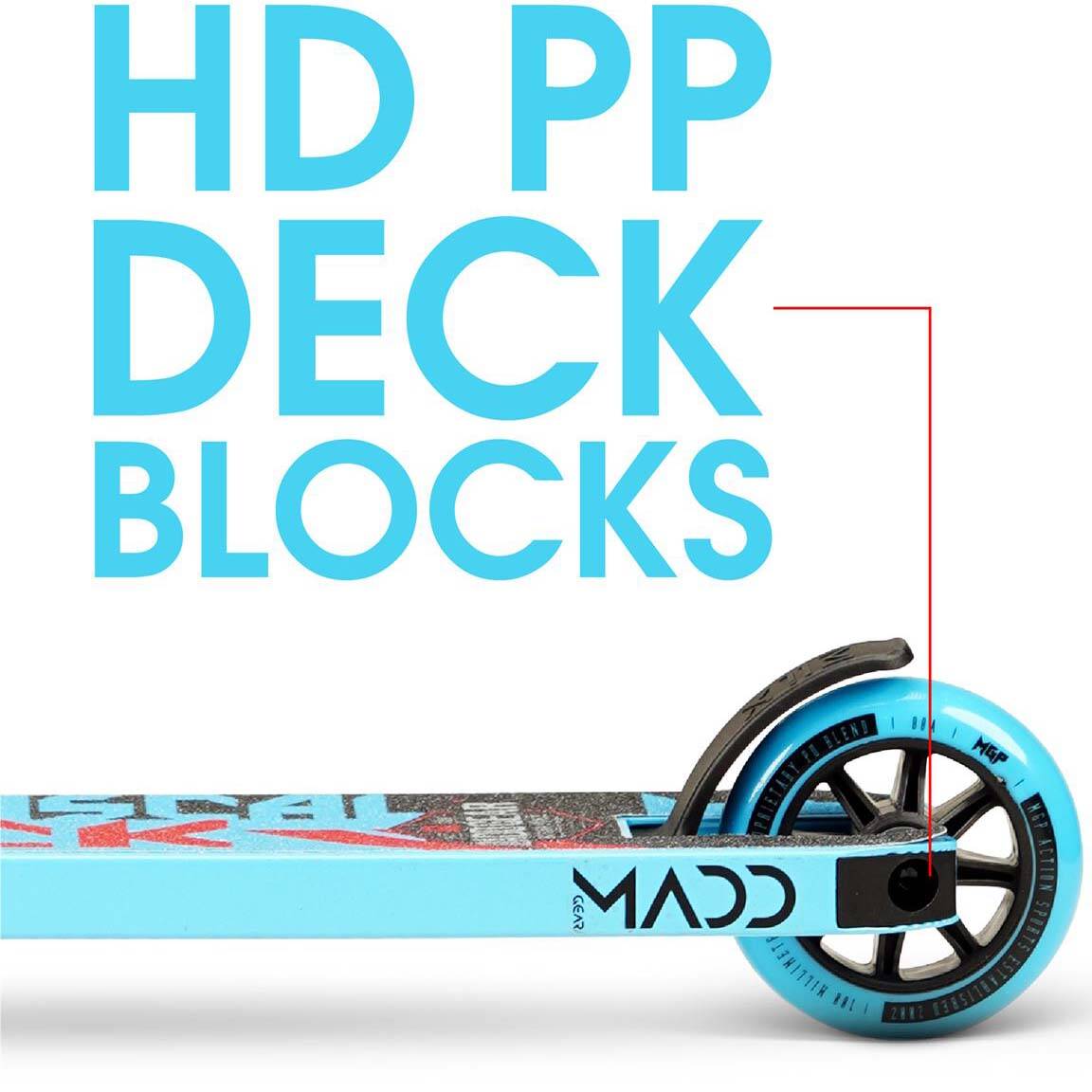 Madd Gear Kick Mini Pro Rascal IV Stunt Scooter - Sky Blue/Red