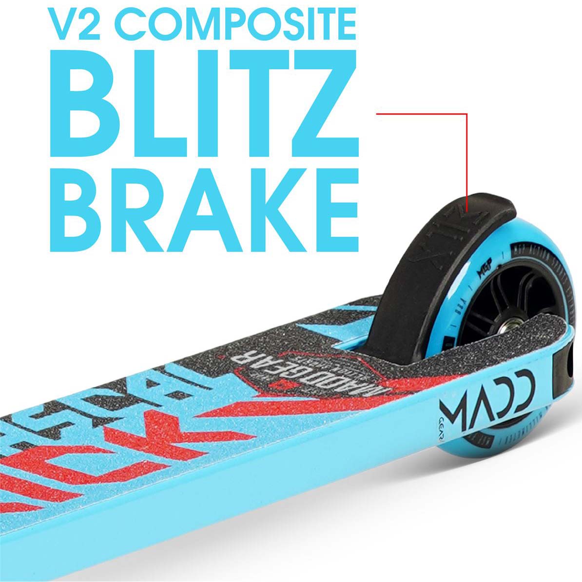 Madd Gear Kick Mini Pro Rascal IV Stunt Scooter - Sky Blue/Red