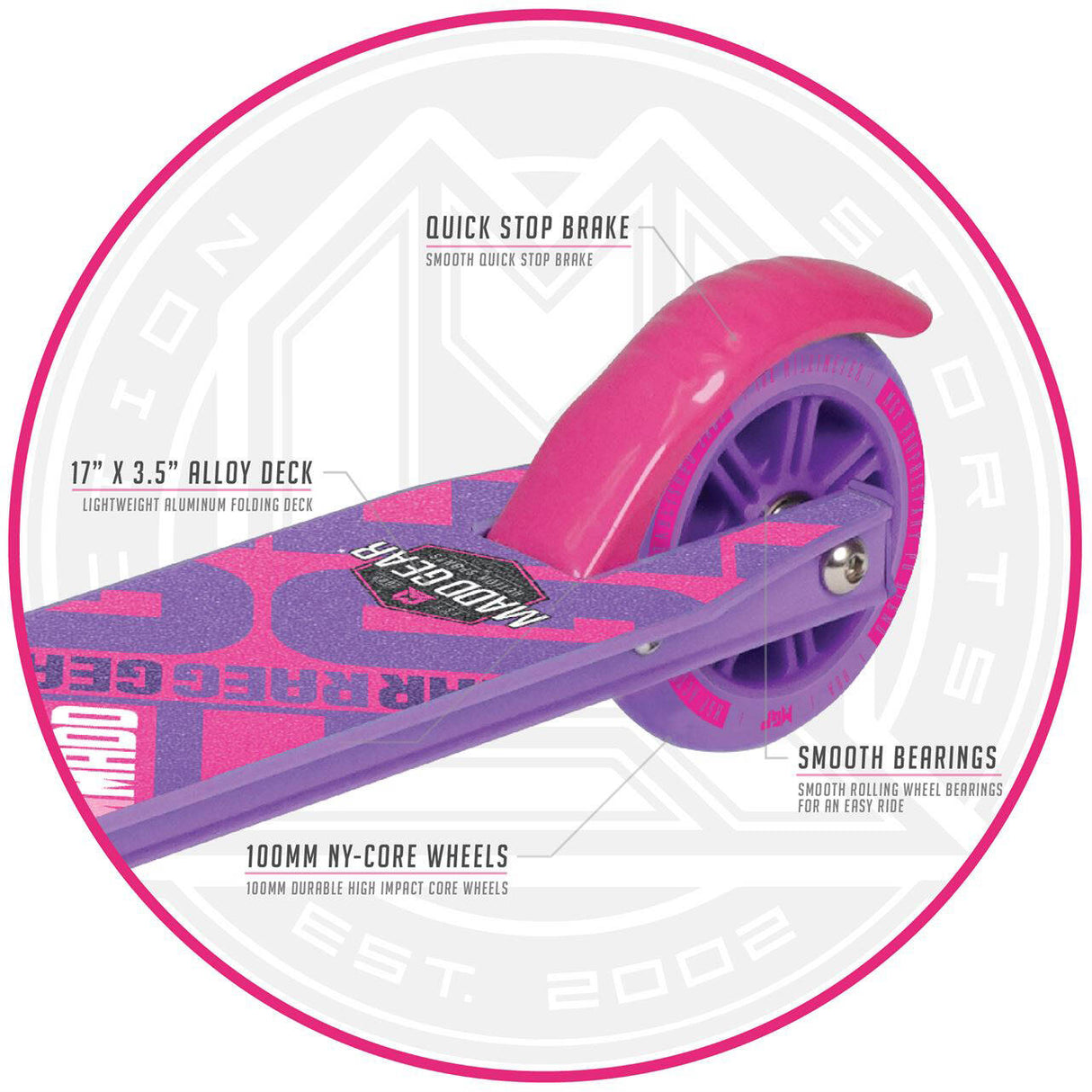 Madd Gear Carve 100 Folding Scooter - Purple/Pink