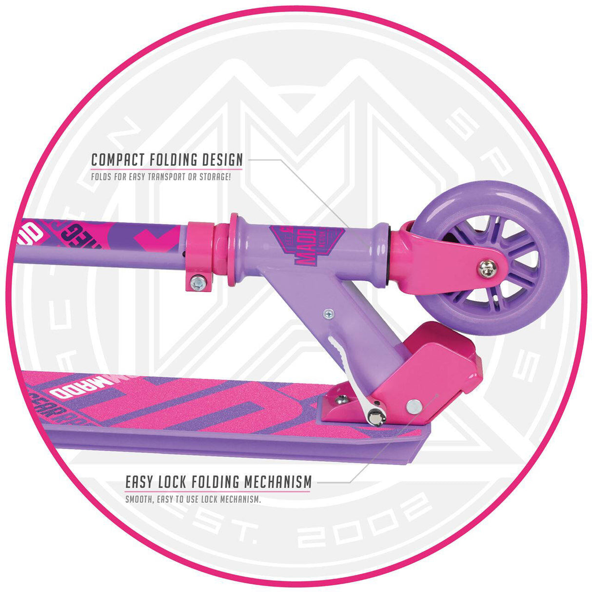 Madd Gear Carve 100 Folding Scooter - Purple/Pink
