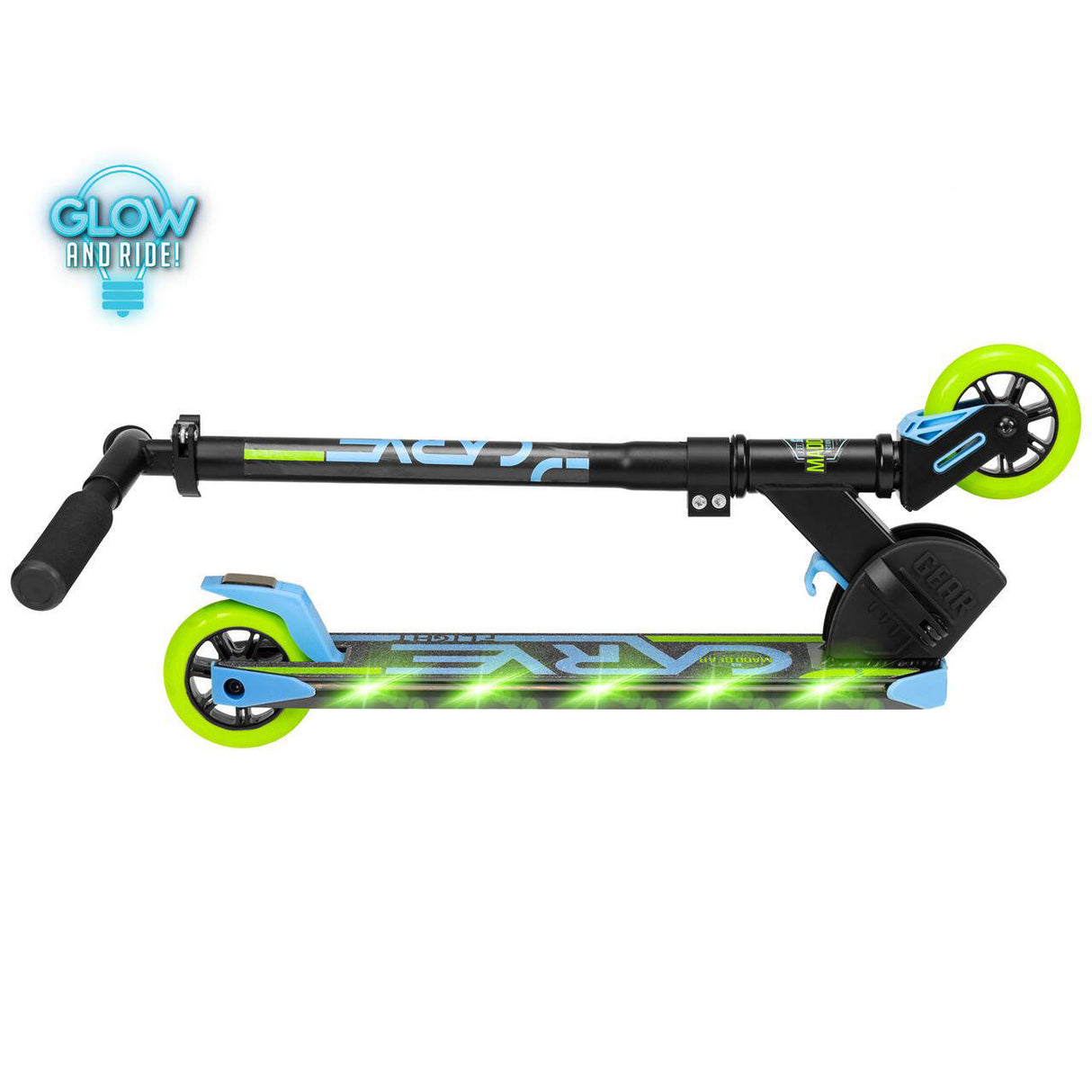 Madd Gear Carve Flight Light Up Folding Scooter - Blue/Lime
