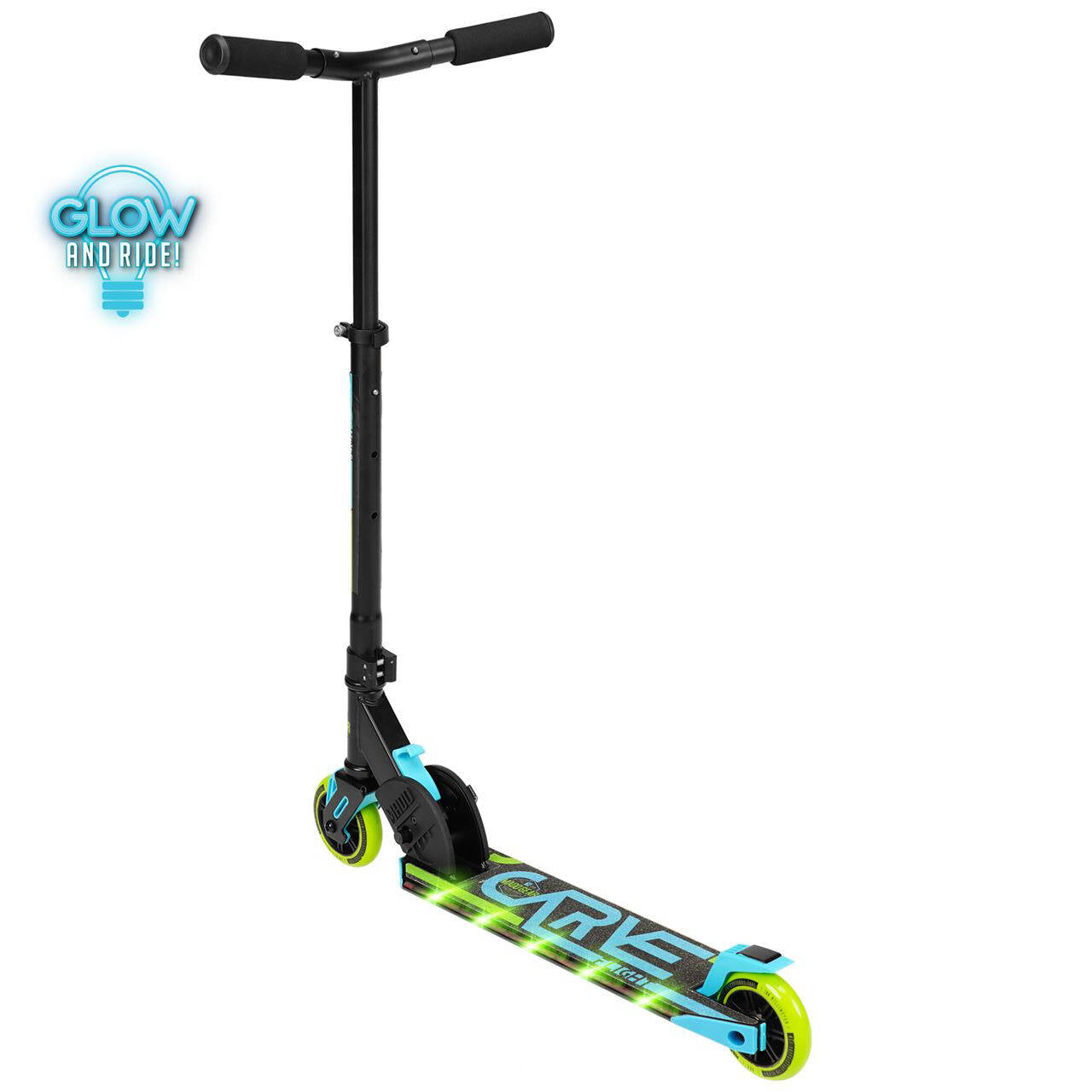 Madd Gear Carve Flight Light Up Folding Scooter - Blue/Lime