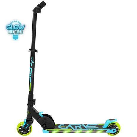 Madd Gear Carve Flight Light Up Folding Scooter - Blue/Lime