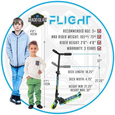 Madd Gear Carve Flight Light Up Folding Scooter - Blue/Lime