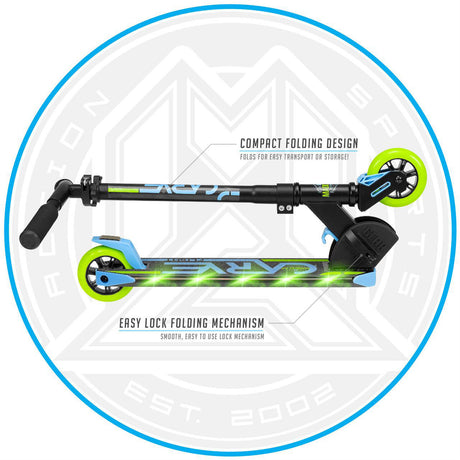 Madd Gear Carve Flight Light Up Folding Scooter - Blue/Lime