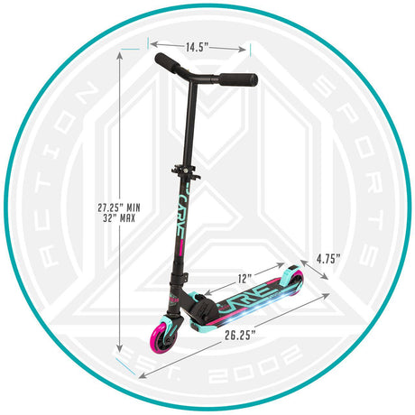 Madd Gear Carve Flight Light Up Folding Scooter - Teal/Pink