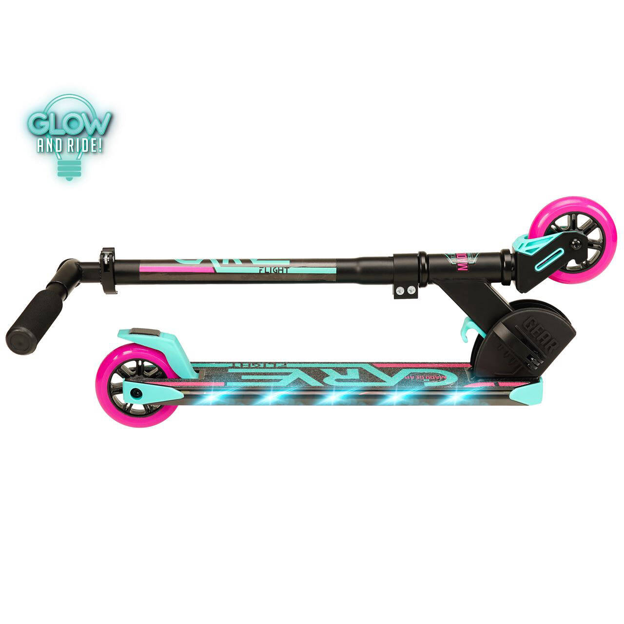 Madd Gear Carve Flight Light Up Folding Scooter - Teal/Pink
