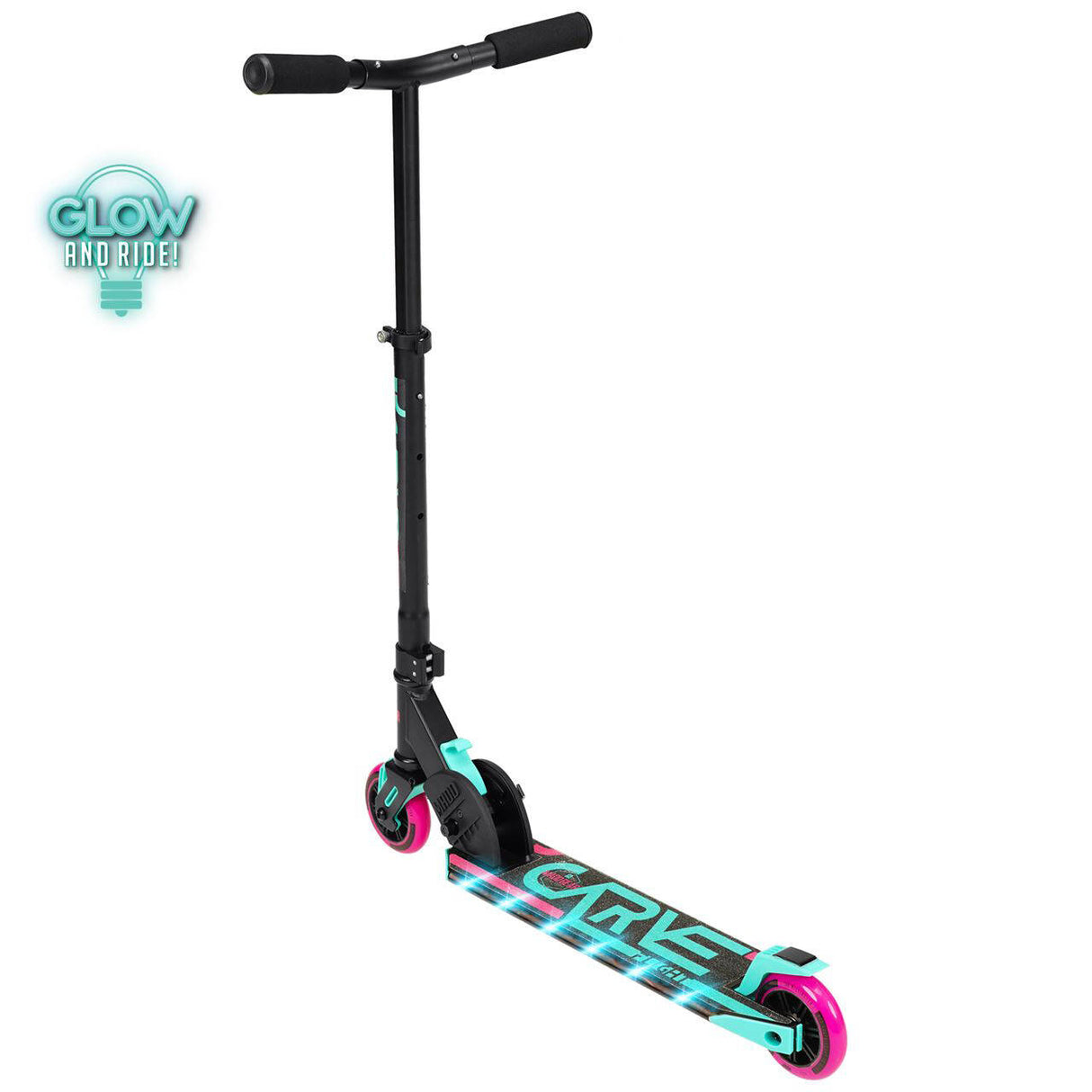 Madd Gear Carve Flight Light Up Folding Scooter - Teal/Pink