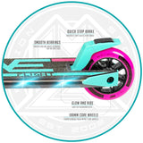 Madd Gear Carve Flight Light Up Folding Scooter - Teal/Pink