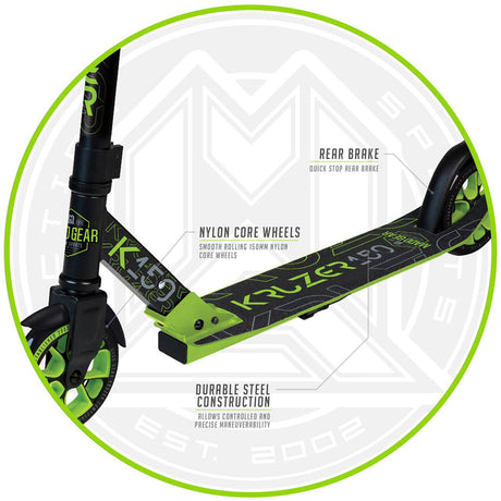 Madd Gear Carve Kruzer 150 Folding Scooter - Black/Lime