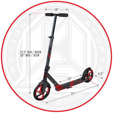 Madd Gear Carve Kruzer 200 Folding Scooter - Black/Red