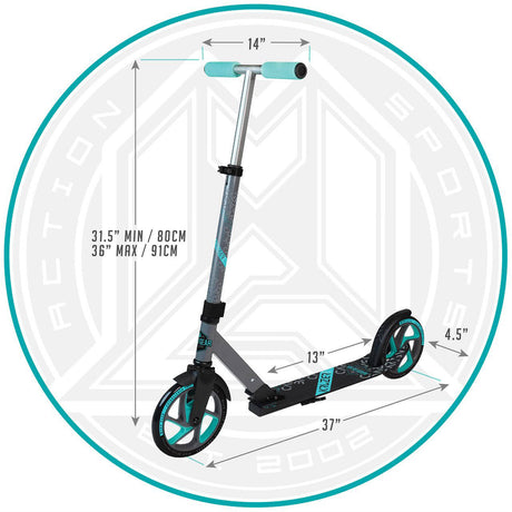 Madd Gear Carve Kruzer 200 Folding Scooter - Grey/Teal