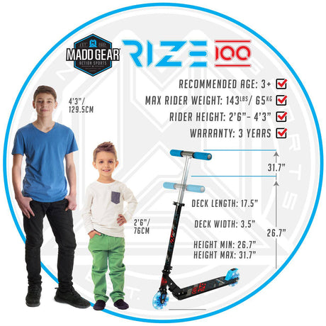 Madd Gear Carve Rize Folding Scooter - Black/Blue